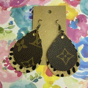 Handmade Cheetah Teardrop Designer Leather Earring